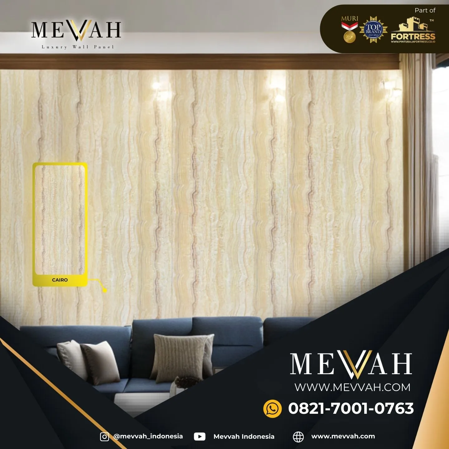 (MEVVAH) Wall Panel Pvc Dinding Motif Marmer Krem Di Pontianak