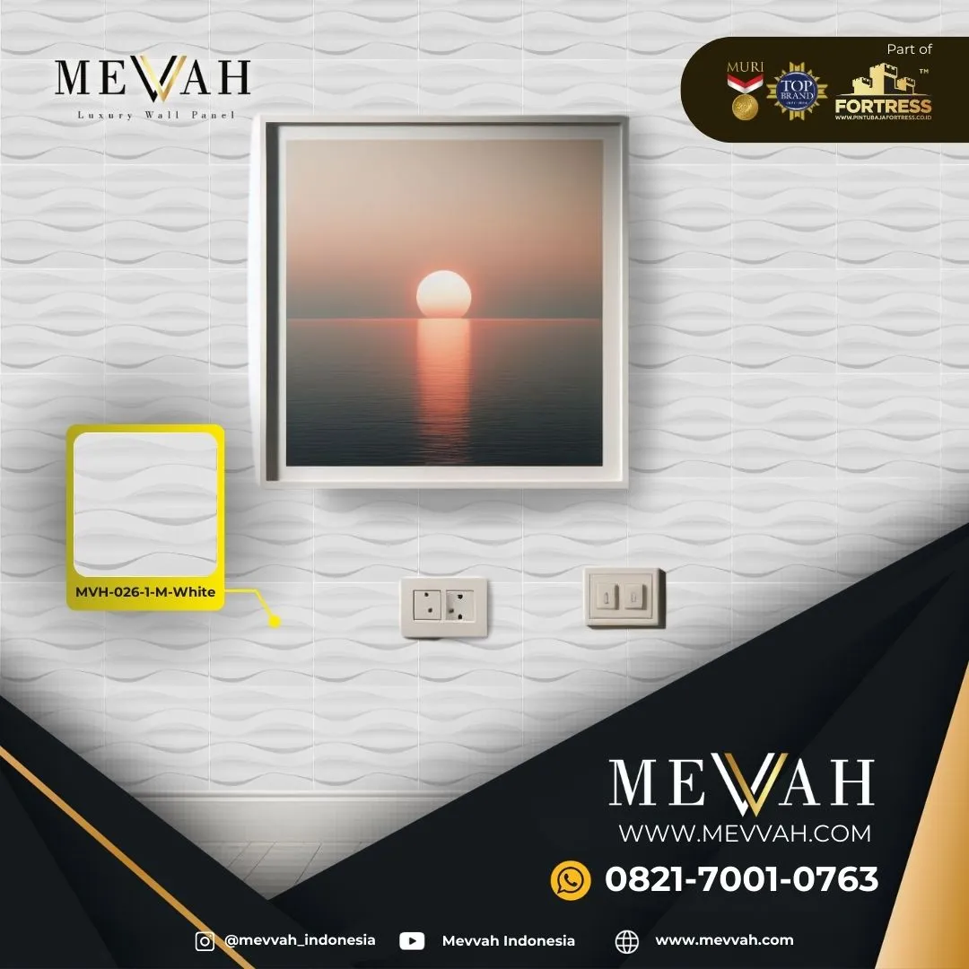 (MEVVAH) Wall Panel 3D Ruang Tamu White Di Melawi