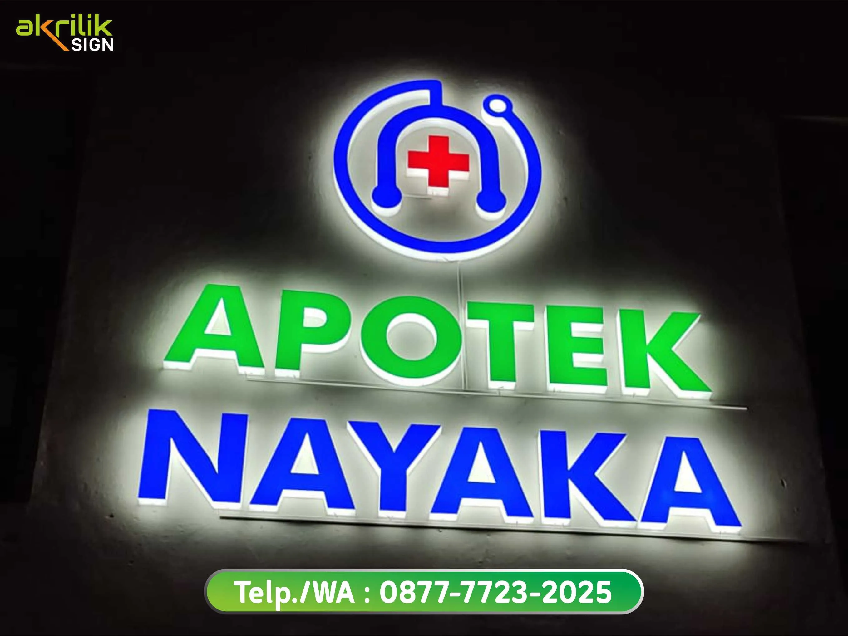 Plang Nama Apotek | Huruf Timbul Akrilik