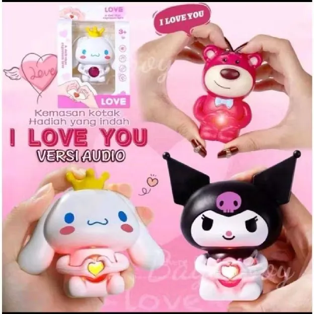 Boneka I Love You Cinnamoroll Melody Kuromi Sanrio LED Night Light Gantungan Kunci