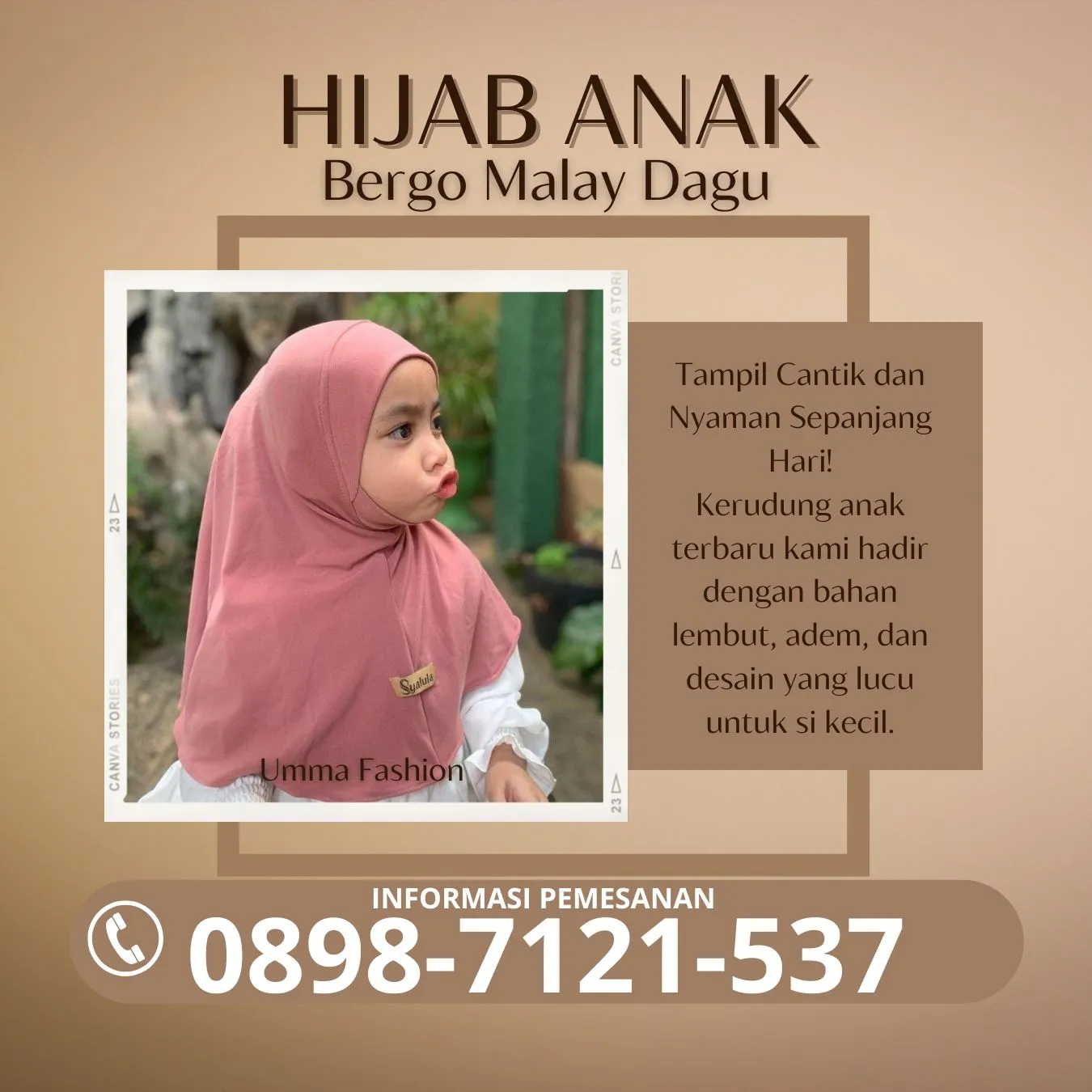 0898-7121-537 Kerudung Anak Arrafi |Umma Fashion| di Antapani Wetan Bandung