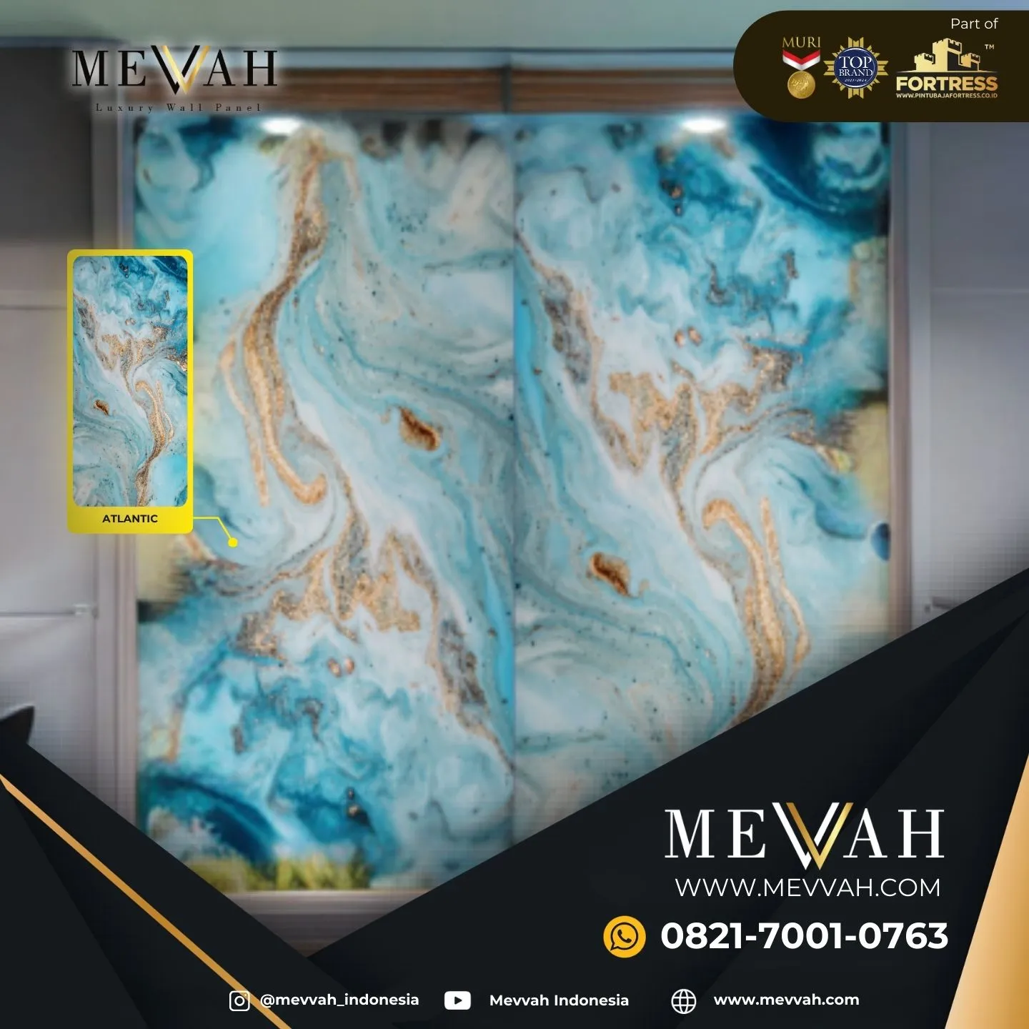 (MEVVAH) Marmer Panel Pvc Dekorasi Dinding Motif Corak 2 Meter Di Palu