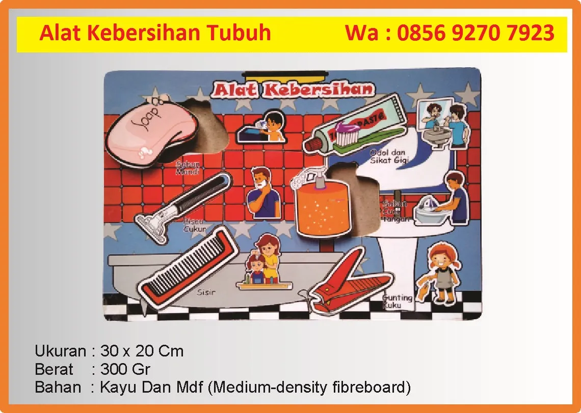 Puzzle kayu alat kebersihan tubuh