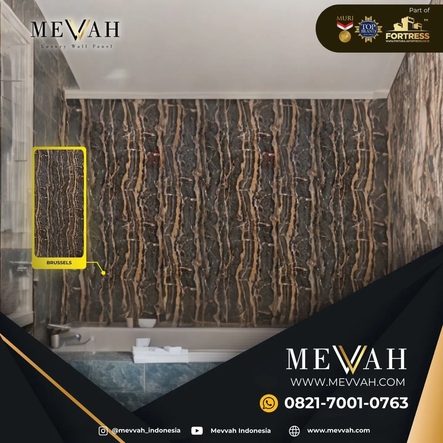 (MEVVAH) Wall Panel Dinding Marmer Coklat Di Ketapang