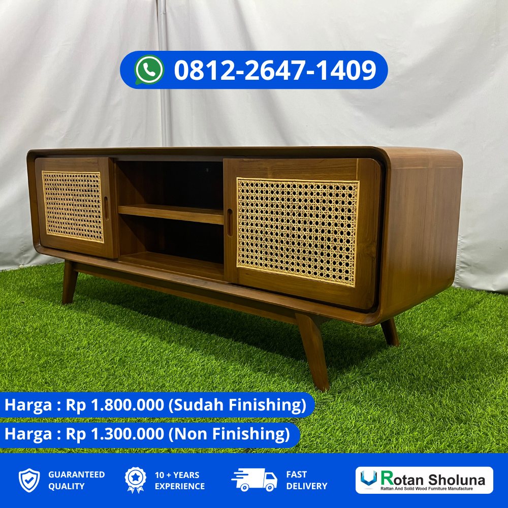 Buffet TV Jati dengan Model Low Profile yang Simpel