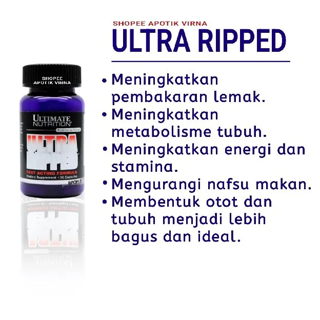 ULTRA RIPPED ORIGINAL 30 Kapsul Suplemen Pembakar Lemak Pembentuk Otot Tubuh