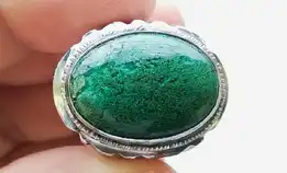 Cincin Monel Batu Akik Natural Chrysocolla Chalcedony / Bacan Palamea