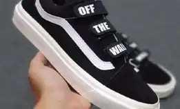 Sepatu Vans Oldskool Og Off The Wall Velcro - 36 - Hitam Putih