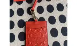 Coach Id Lanyard In Red Embossed (C73602)