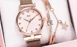 Tadi Jam Tangan Wanita Stainless Steel With Bracelet Lv01 - Rosegold/White 