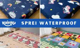 Sprei Waterproof Sultan Anti Air Ompol Free Karet Anti Geser Ukuran Size Queen King Double Single 18