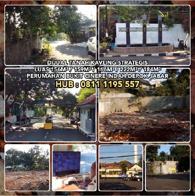 Jual Tanah Kavling Strategis Luas 156m² / 159m² / 166m² / 222m² / 184m² Bukit Cinere Indah Depok