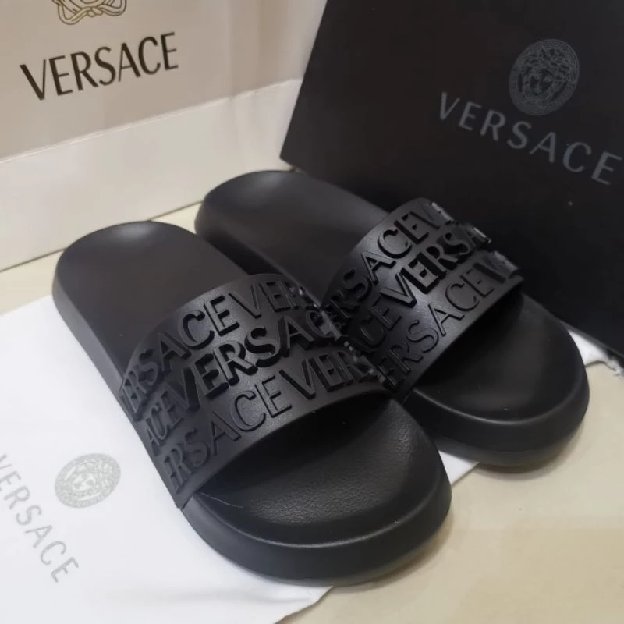 Sandal Pria Versace Sendal Cowok Hitam Rubber