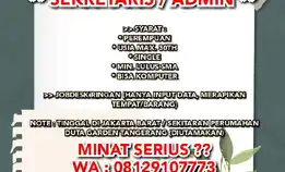 Lowongan Kerja !!** Sekretaris / Admin **>> Syarat :* Perempuan* Usia Max. 30th* Single* Min.Smu