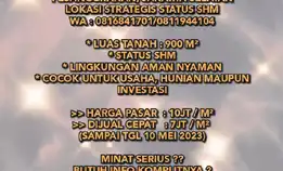 Jual Murah Tanah Lt.900m2 Jl. Masjid Al-Ikhlas, M.Saadi, Pesanggrahan, Jakarta Selatan Strategis Shm