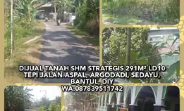 Jual Tanah Shm Strategis 291m Tepi Jalan Aspal, Argodadi, Sedayu, Bantul, Diy. Wa:087839511742