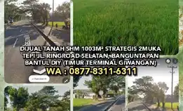 Dijual Murah Tanah Shm 1003m² Strategis 2muka Tepi Jl. Ringroad Selatan Banguntapan Bantul