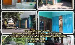 Dijual Murah Sekali Rumah Beserta Usaha Air Isi Ulang Di Jalan Pucang Anom Raya, Mranggen, Demak