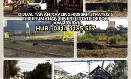 Jual Tanah Kavling Strategis Luas @350m² Perumahan Cinere Estate Depok Jawa Barat.H: 0811 1195 557* 