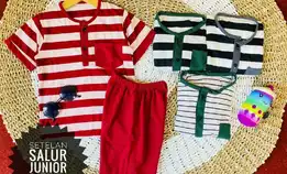 Setelan Salur Hotpants Anak Usia 5-9 Tahun