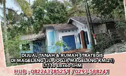 Dijual Tanah & Rumah Strategis Di Magelang (Jl. Jogja-Magelang Km.21)Lt110 Lb±60 Shm