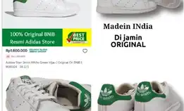 Sepatu Original Adidas Stan Smithcloud White / Cloud White / Green (M20605)Size 36 Insole 22cm India