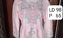 Kebaya Encim Pink Bordir Manis - Preloved