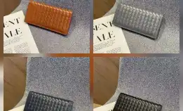 Dompet Pria & Wanita Bottega Veneta Kulit Anyam Isi Banyak Slot Kartu