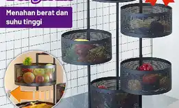 Rak Susun Besi Dapur Serbaguna Tingkat Model Bulat / Rak Troli Susun Putar / Rotary Multilayer Organ