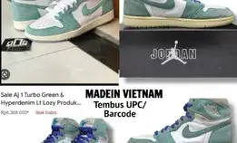 Sepatu Original Nike Jordan 1 Retro High Turbo Green Size 42 Insole 26.5cm Tembus Upc Dan Barcode