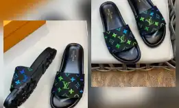 Sandal Selop Slide Bordir Pria Louis Vuitton Lv