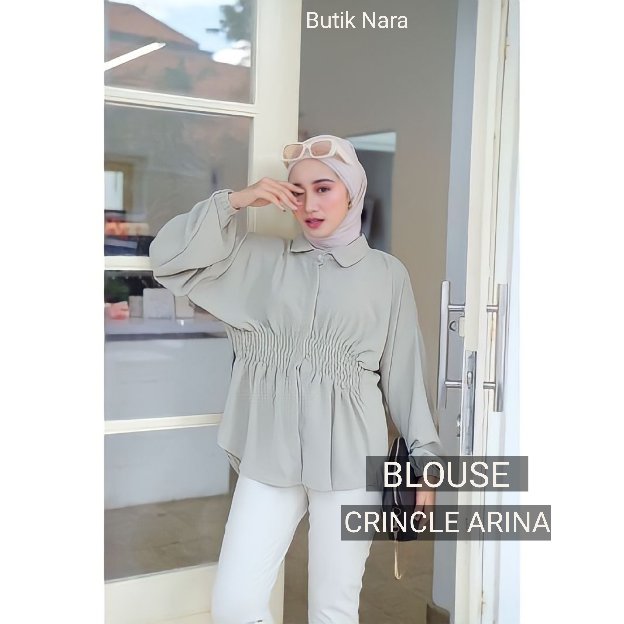 Premium Crincle Arina Blouse Atasan Wanita