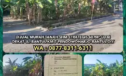 Dijual Tanah Shm Strategis 687m² Ld36 Dekat Jl. Raya Bantul Km 7 Pendowoharjo Sewon Bantul Diy