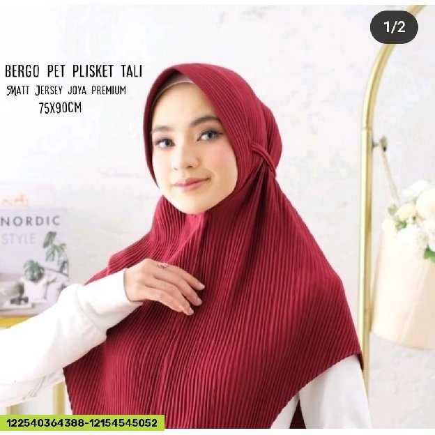 Diskon ❗❗Kerudung Bergo Pet Plisket Tali 