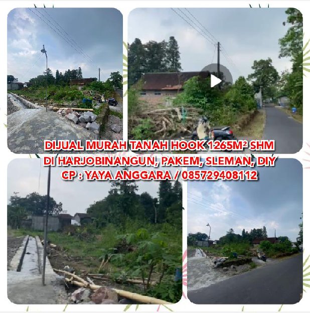 Dijual Murah Tanah Hook 1265m² Shm Di Harjobinangun, Pakem, Sleman, Diy.Cp : 085729408112 / Yaya