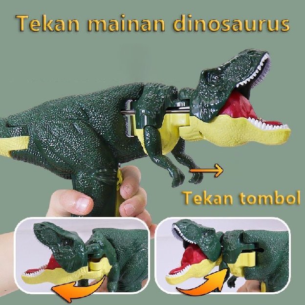 Mainan Anak Tekan Dinosaurus Tekan Dinosaur Mengayunkan Tekan Dino