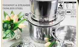 Stock Pot Steamer 4 Set Bmw/ Panci Kukus 4 Set / Panci Dandang Stainless Steel/Stock Pot Steamer