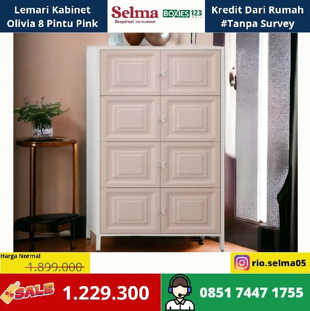 Lemari Kabinet Olivia 8 Pintu Pink 