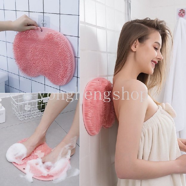 Silicone Shower Exfoliating Scrub Sikat Badan Massage Pad Gosok Kaki Dengan Sucker Mandi Penggosok P