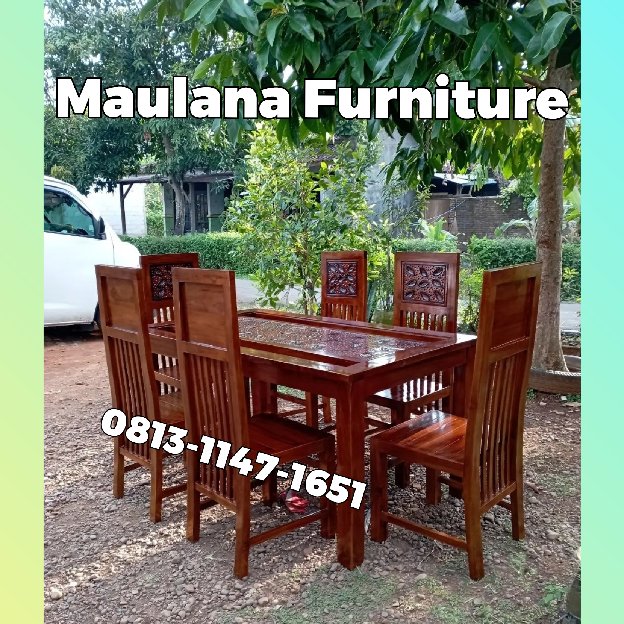 Meja Makan Kursi 6 Jati