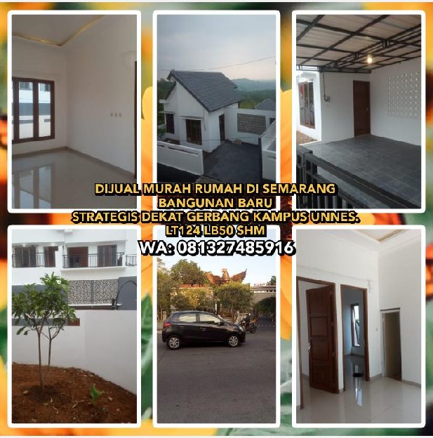 Dijual Murah Rumah Di Semarang. Bangunan Baru, Strategis Dekat Gerbang Kampus Unnes.Lt124 Lb50 Shm W