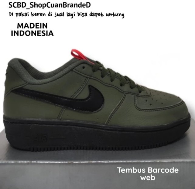 Sepatu Nike Af1 Black Army Unisex ( Barcode Tembus Website ) Size 41 Insole 26.5cm Madein Indonesia