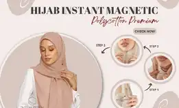 Hijab Magnetic Polycotton Premium Instant Kerudung Magnet Segi Empat Instan Jilbab Magnetik