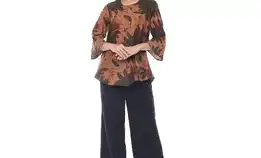 Hbw Blouse Batik Wanita Kode-004 Coklat Hitamasli Batik Pekalongan