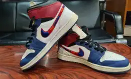 Nike Air Jordan 1 Mid Multicolor Swoosh Rush Blue University Red Sizesize 41