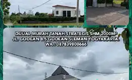 Dijual Murah Tanah Strategis Shm 2000m² Jl. Godean 8.5 Godean Sleman Yogyakarta.Wa : 087839800666