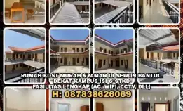 Rumah Kost Murah Nyaman Di Sewon Bantul.Dekat Kampus Isi & Stkd.Fasilitas Lengkap (Ac, Wifi, Cctv, D