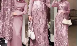 Ec  Set Vabina 2in1 Rosepink L Atasan Fashion Baju Muslim Gamis Brukat Wanita