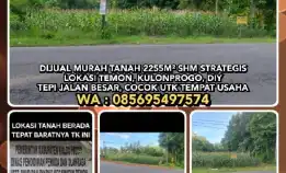 Dijual Murah Tanah 2255m² Shm Strategis Di Temon, Kulonprogo, Diy.Tepi Jalan Besar,