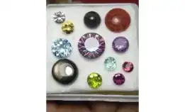 Natural Batu Mulia Permata Round Cut Bulat 12pcs Black Sapphire Star Topaz Dll